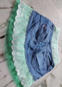 Cute Denim &amp; Lace Skirt