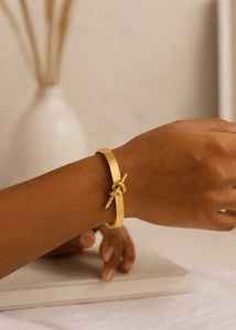 Anti Tarnished Gold Knot Bangle Bracelet