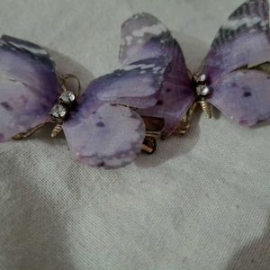 lavender colour butterfly clips with stone
