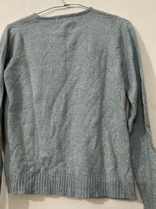 Blue Embellished Knit Sweater