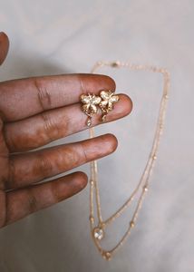 Stylish Double Chain With Earrings