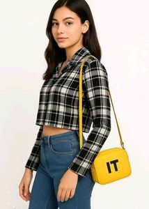 Plaid Crop Top with Tie Detail..🎀