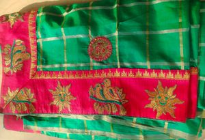 Elegant Green &amp; Pink Saree