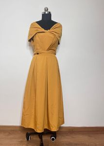 Padded Vintage Mustard Dress
