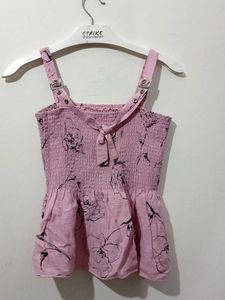 Pink Floral Smocked Tank Top