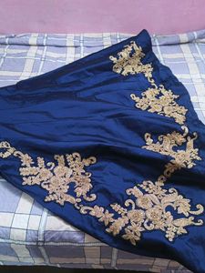 Elegant Blue Embroidered Gown