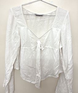 White Tie-Front Top