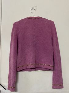 Elegant Pink Knit Cardigan
