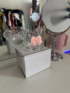 Cute Glass Cup with Pink Bow