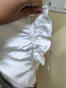 Asymmetrical White Top &amp; Utility Mini Skirt