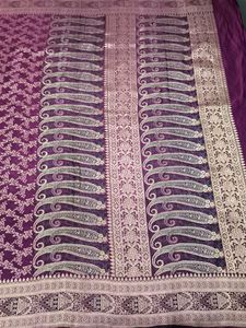Purple &amp; Gold Banarasi Silk Saree