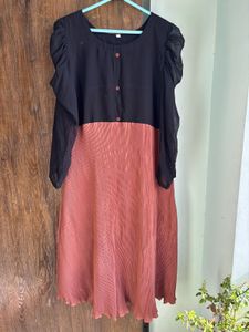 Two-Tone Pleated Dress