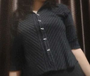 Classic Black Pinstripe Button-Up Shirt💫