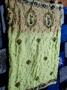 Beautiful Green Chikankari Saree