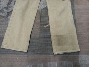 Khaki Wide Leg Cargo Pants