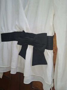 White Wrap Blouse with Bow