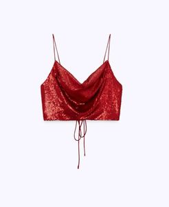 Zara Red Sequine Crop Top