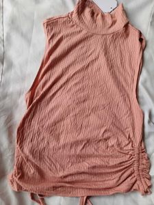 Ribbed High Neck Top With Dori