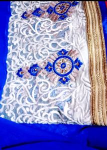 Blue Bandhani Saree