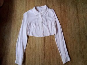 Bershka White Crop Shirt