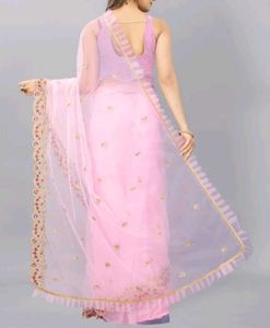 Elegant Pink Net Saree