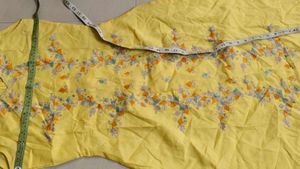 Yellow Embroidered sleeveless kashmiri work kurta