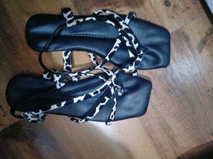 Cow Print Strap Sandals