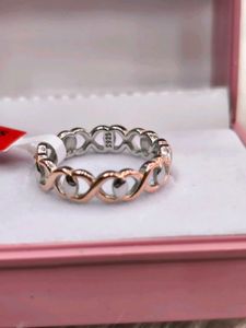 Sterling Silver & Rose Gold 'X' Ring