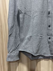 Zara Man Grey Slim Fit Elbow Patch Shirt
