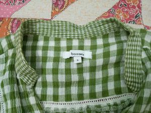 Bossini Green Checkered Top