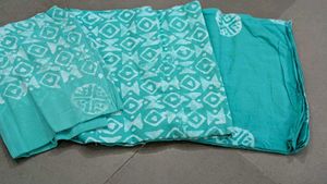 Teal Batik Unstitched Suit Fabric