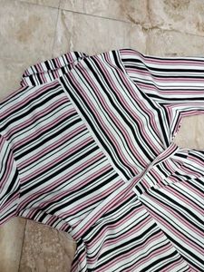 Striped Shirt Dress with Belt