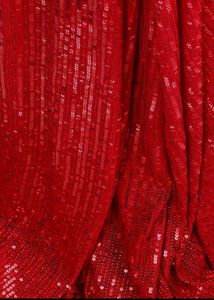 Premium Red Sequin Saree+Stiched Blouse+Peticot