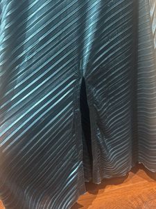 Blue Pleated Shirt And Skirt Set