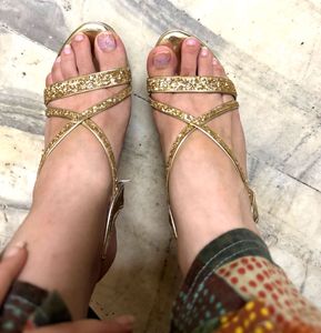 Gold Glittery Flats