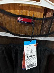 Black Ruffled Mesh Top