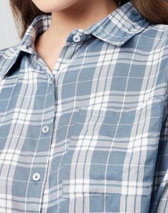 Blue Plaid Crop Top Shirt