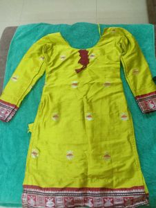 Lemon Green Kurta For 11-13 Year Old Girl