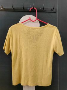 Yellow Knitted Crop Top