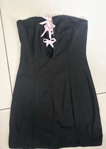 Black Bow Hollow Tube Dress