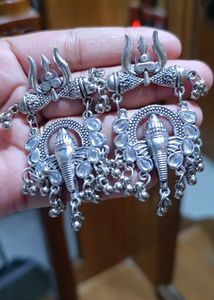 Silver Ganesha Earrings
