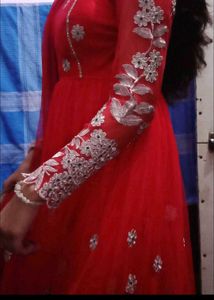 red barbie ball long gown Embroidery heavy fancy