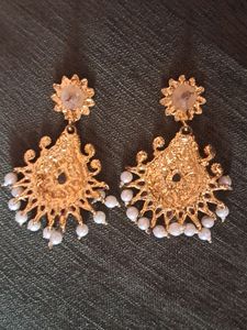 Stunning Gold-Plated Pearl Drop Earrings