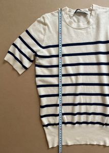 Zara Striped Short Sleeve Sweater Top