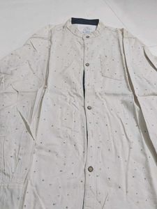 Beige Dotted Button-Up Shirt