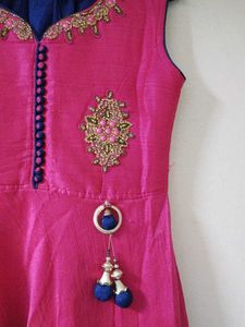 Pink Embroidery Design Anarkali