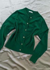 Green Button-Down Cardigan