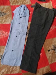 blue shirt with black pant
