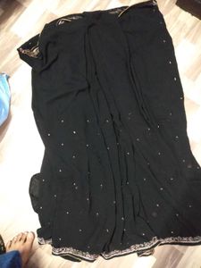 Black Saree With Blouse And Peticoat