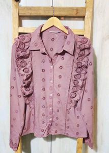 Light Brown Cotton Shirt Size-38